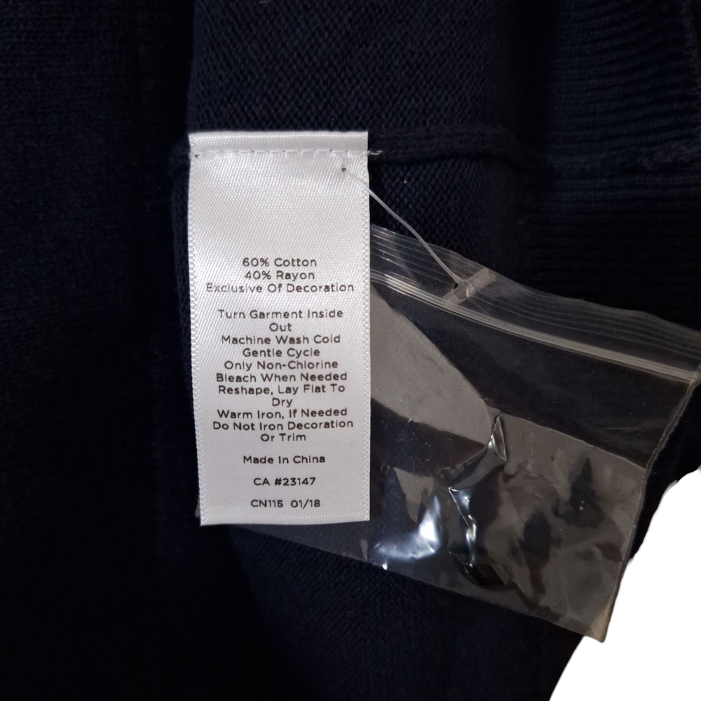 NWT Womens Talbots Dark Navy Blue Llama-Embellished Crewneck Sweater Sz L - Picture 11 of 12
